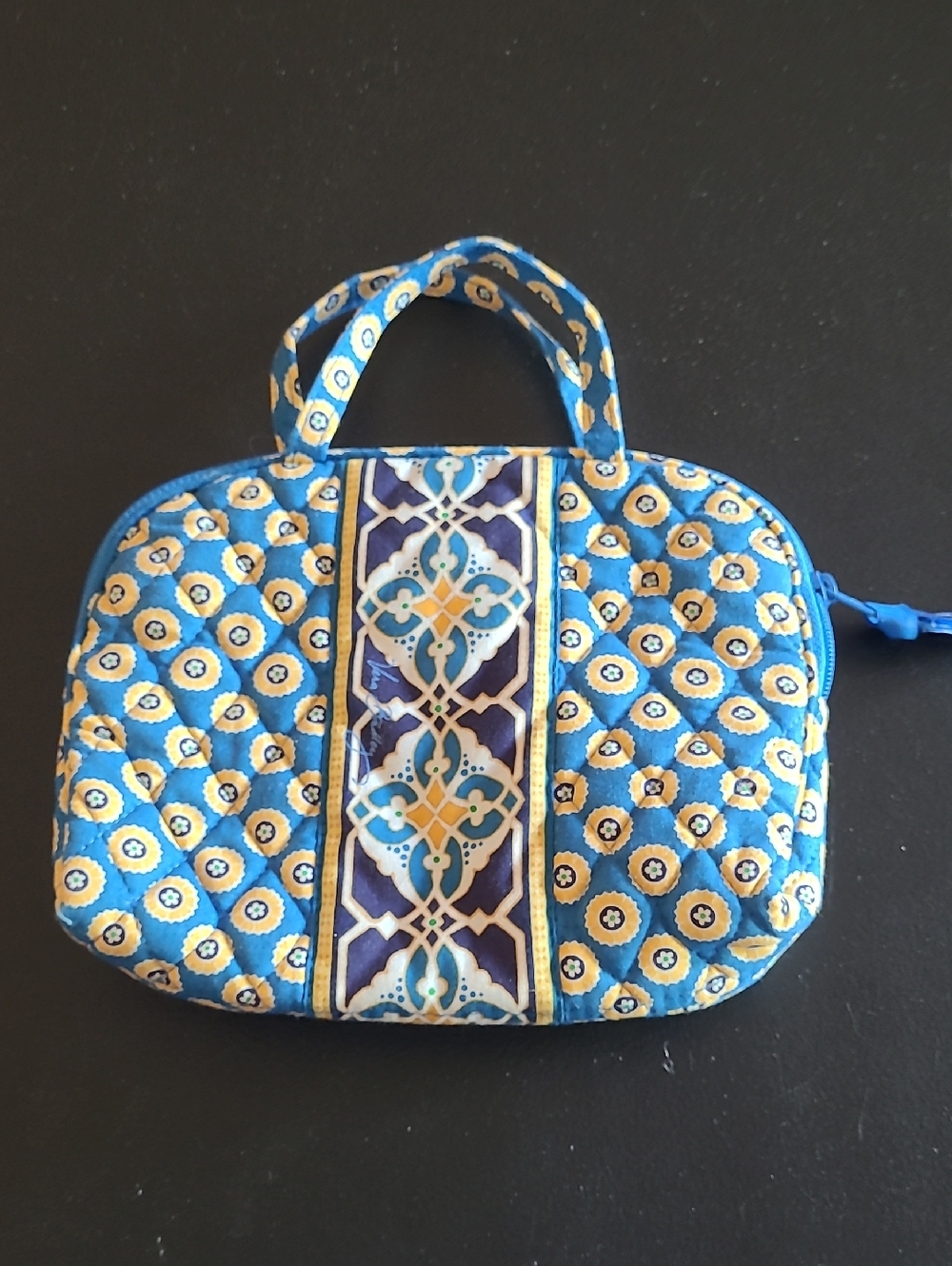 Small Vera Bradley Riviera Pattern Quilted Blue Patterned Women's Cosmetic Bag